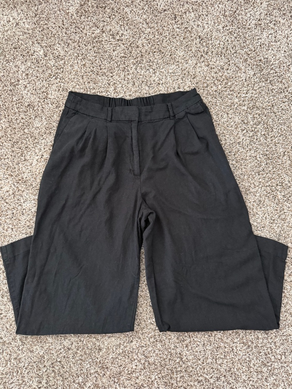 Old Navy Black Wide-Leg Linen Trousers